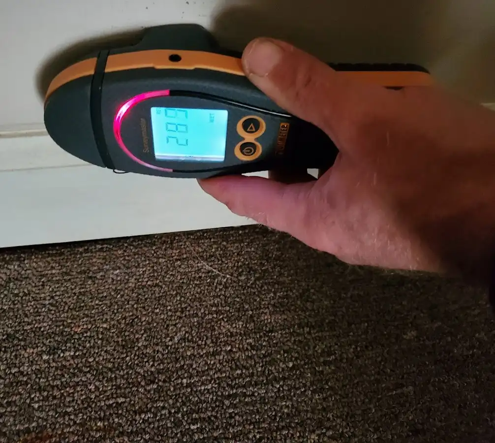Moisture detection at baseboard during Burst Pipe Cleanup in Tamalpais-Homestead Valley